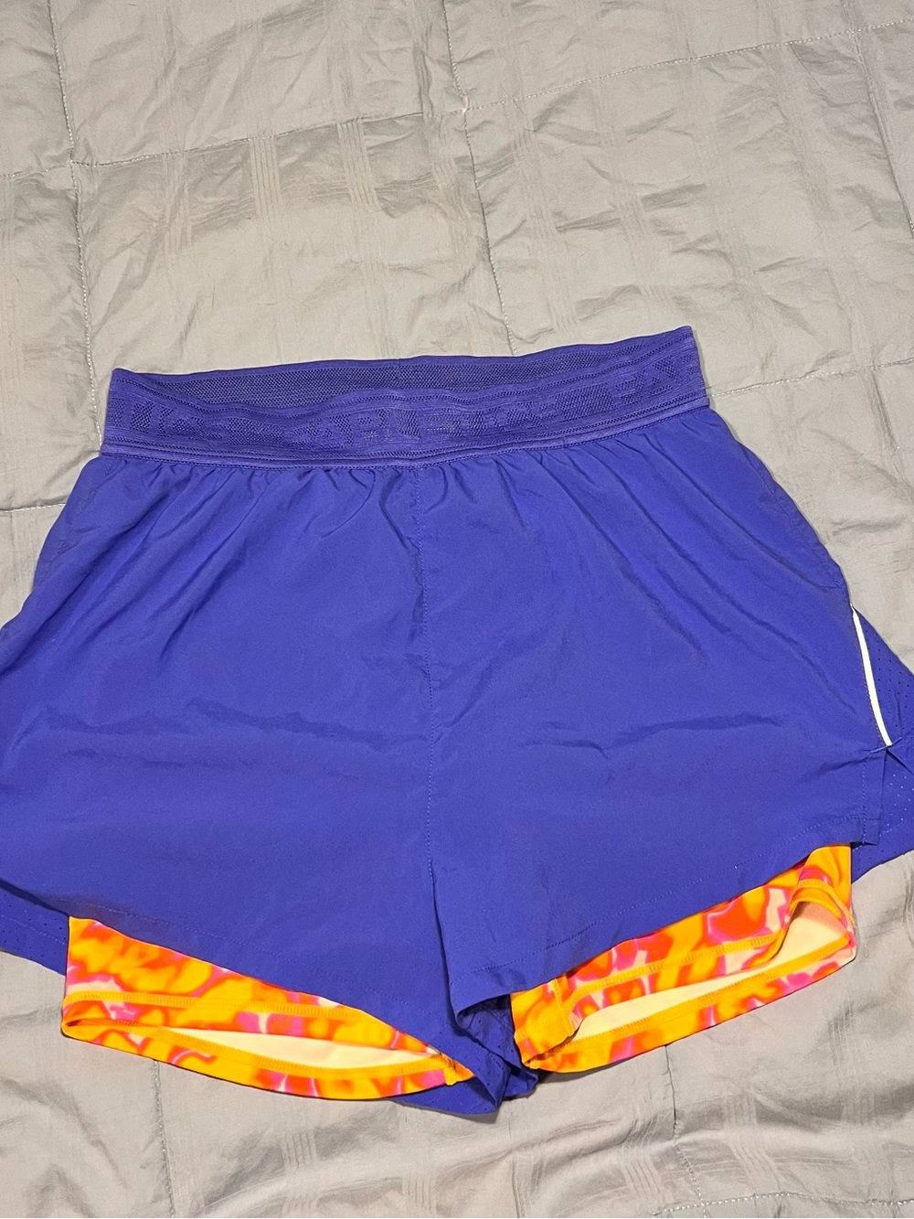 Women’s Athletic Shorts with Orange Print Liner